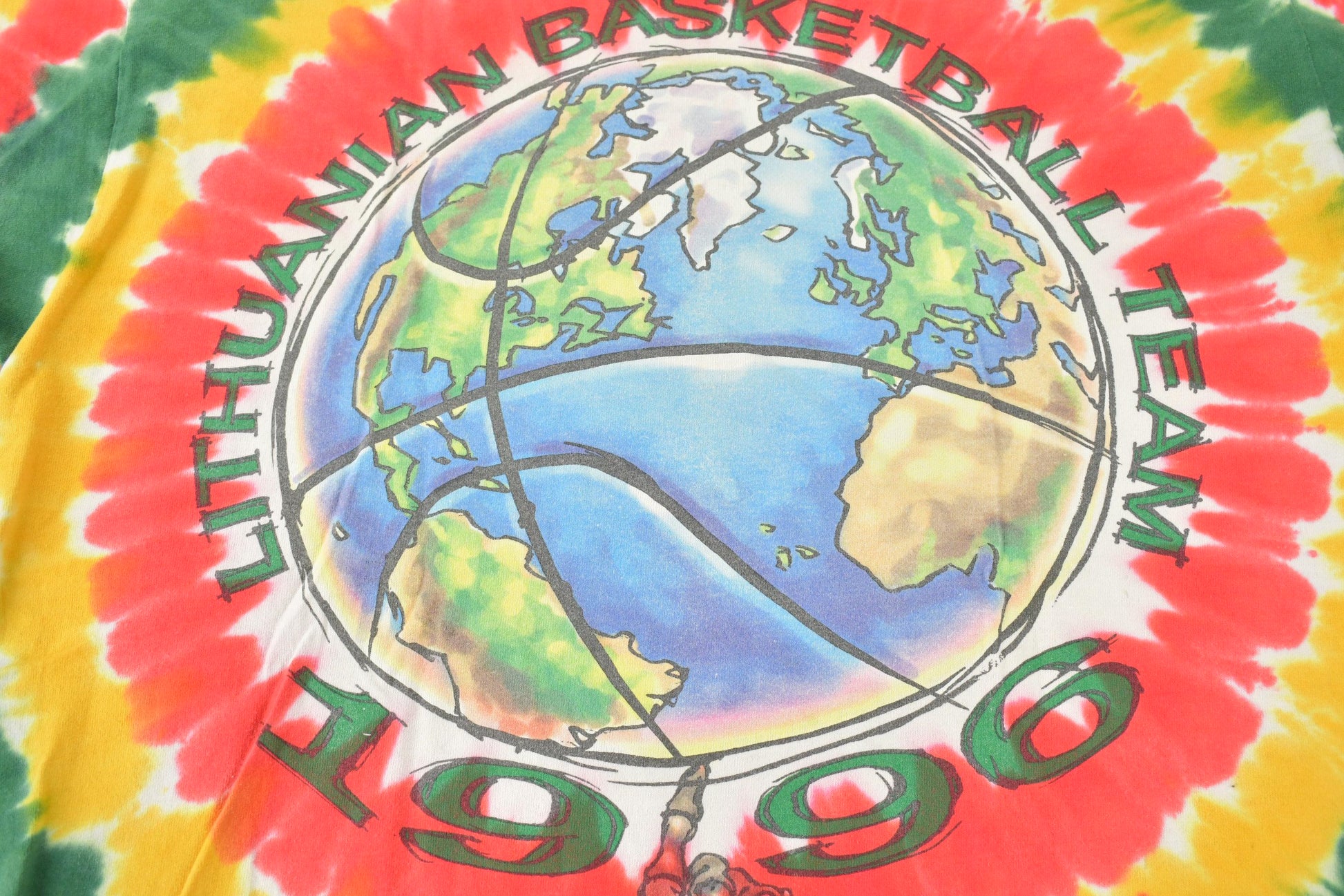 Vintage 1996 Grateful Dead Lithuania Lithuanian Basketball Team tie Dye Band T-Shirt