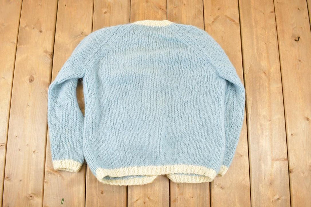 Vintage 1970s Tami Hand Knit Abstract Knit Cardigan Sweater Women's M