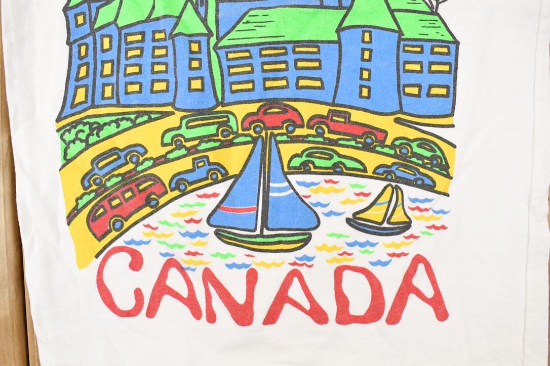 Vintage 1990s Quebec Canada Souvenir Travel T-Shirt Youth S