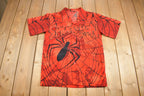 Vintage 2002 Spiderman Marvel Comics All Over Print Button Up T-Shirt