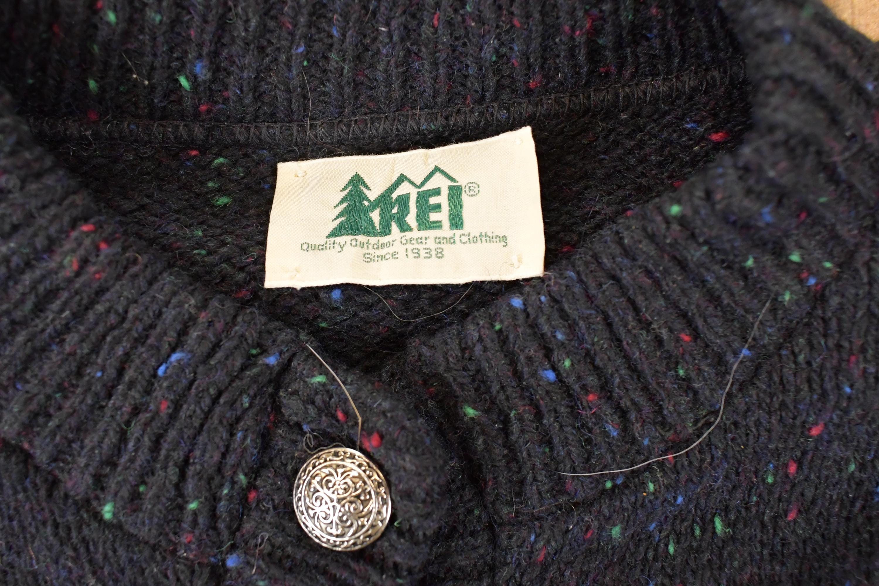 Vintage 1990s Rei Abstract Knit Cardigan Sweater Men's M