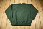 Vintage 1980s Fruit Of The Loom Forest Green Blank Raglan Crewneck Sweatshirt