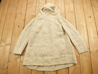 Vintage 1990s 3D Cable Knit Zip Button Up Pullover