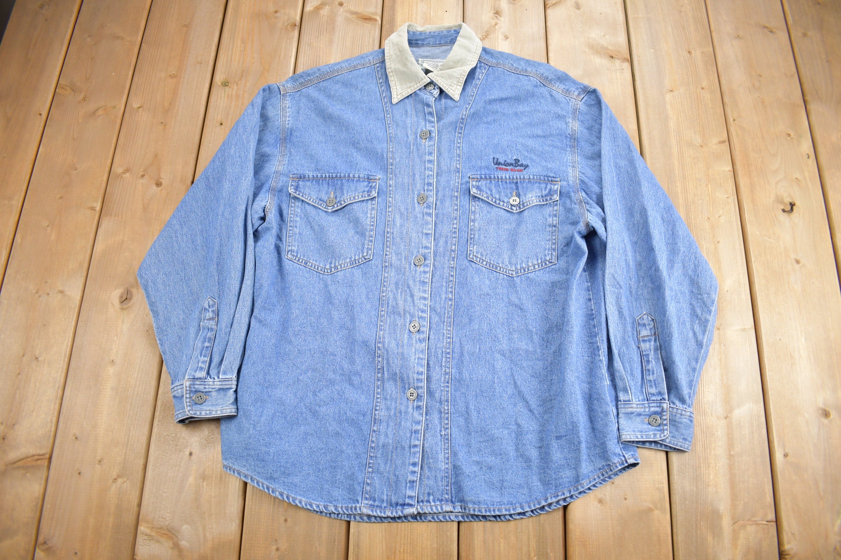 Vintage 1990s Union Bay Embroidered Denim Button Up Shirt