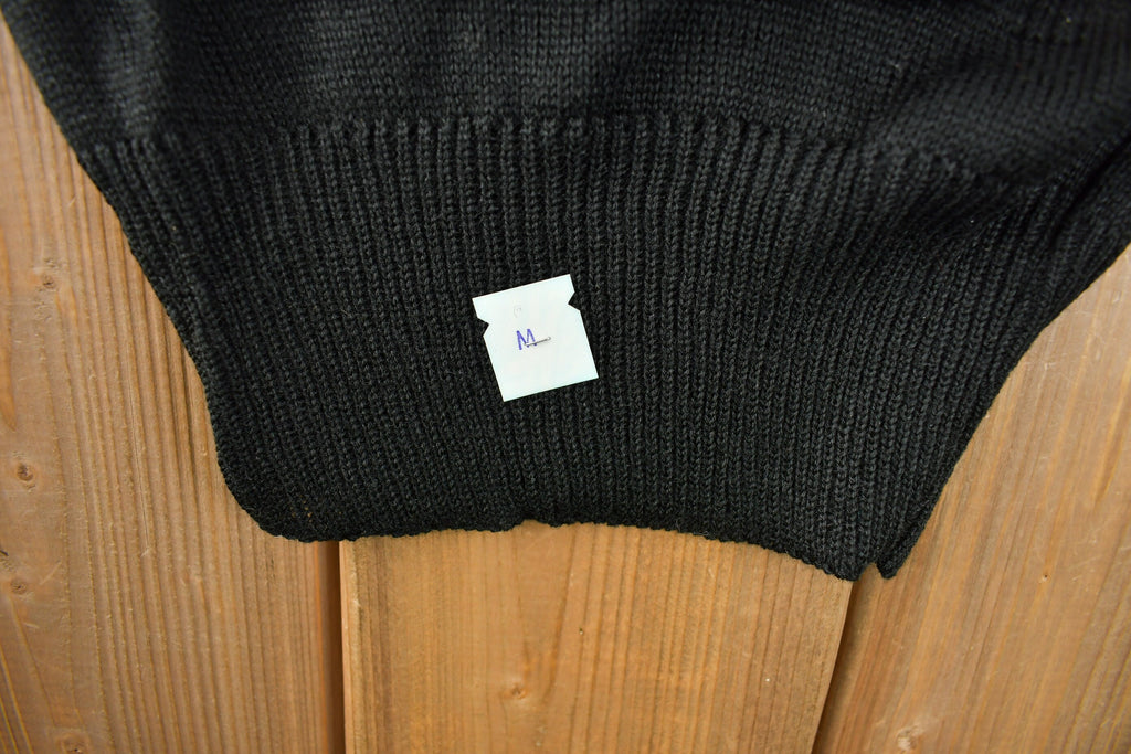 True Vintage 1960s Deadstock Miss Scotch English Short Sleeve Black Knit Acrylic Sweater
