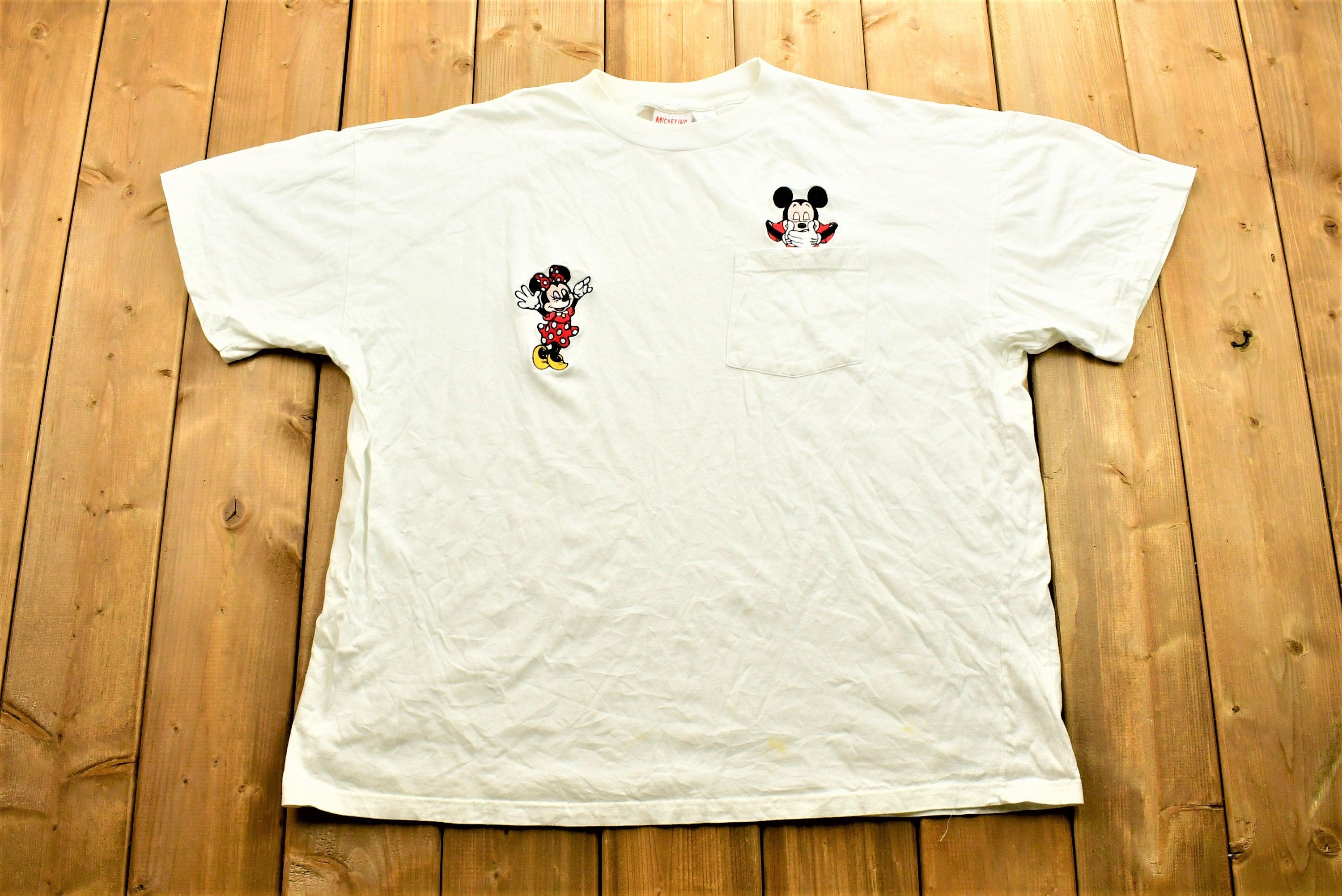 Vintage 90's Mickey Mouse Embroidered Cartoon T-Shirt