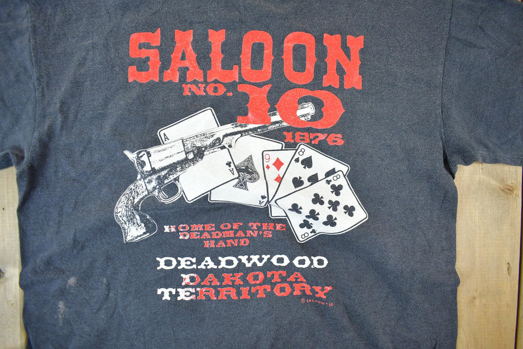 Vintage 1980s Saloon No. 10 Bar Biker Sun Faded Graphic T Shirt Men's Medium