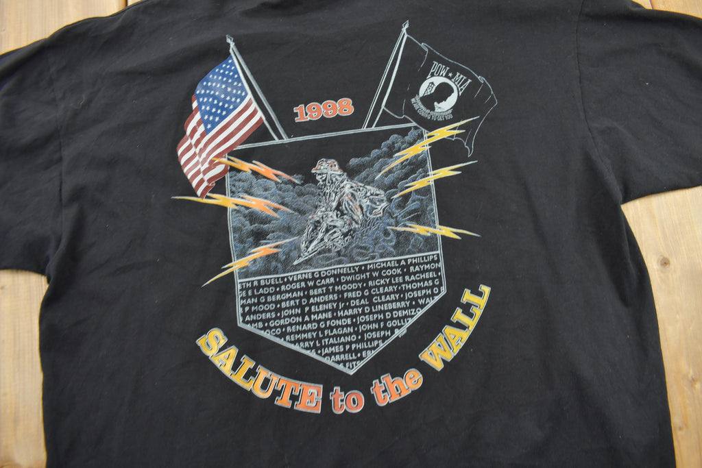 Vintage 1998 Rolling Thunder Ride To The Wall Salute To The Wall Graphic T-Shirt