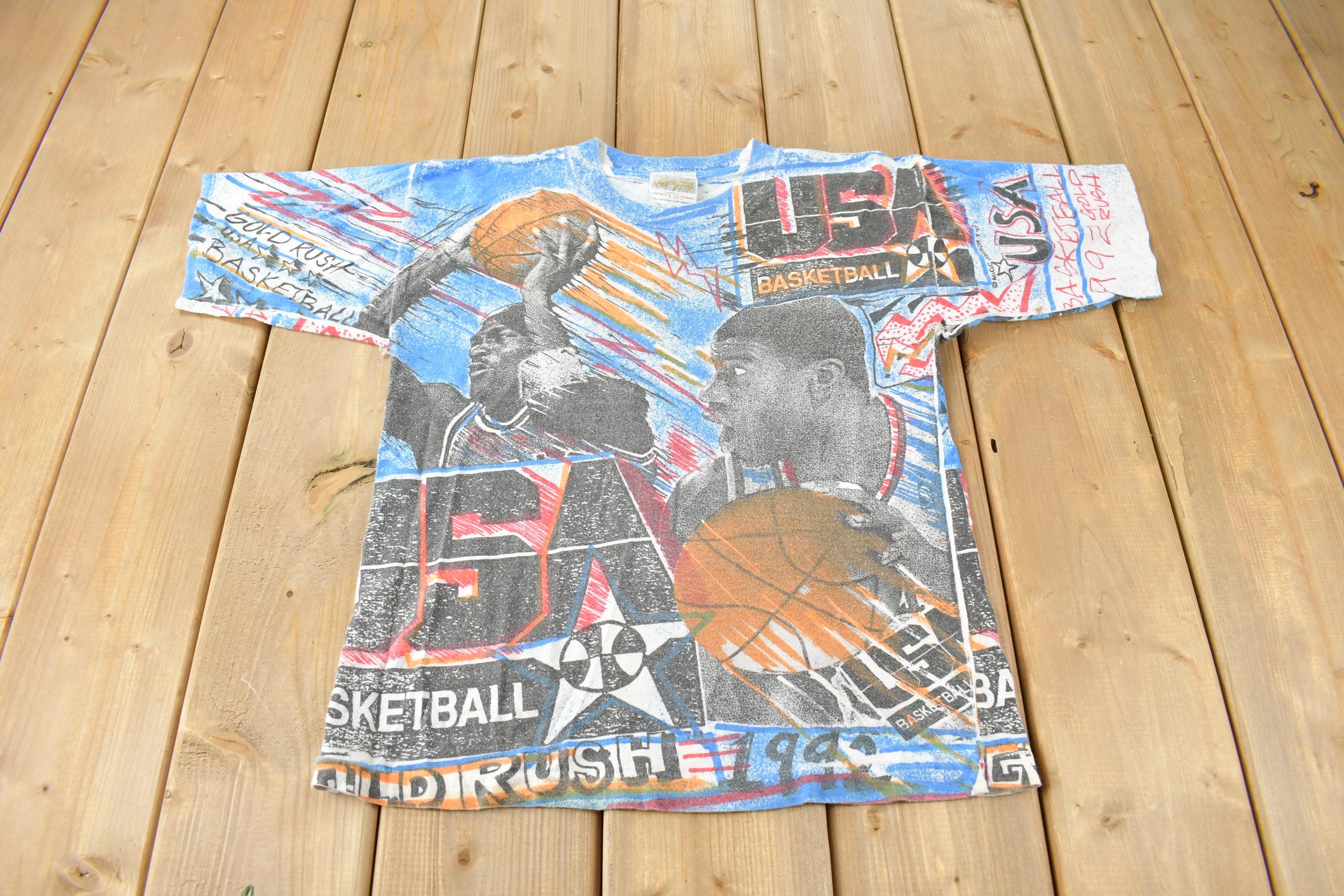 Vintage 1990s Team USA Basketball All Over Print T-Shirt