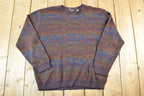 Vintage 1990s Van Heusen Knit Abstract Pattern Crewneck Sweater Mens L