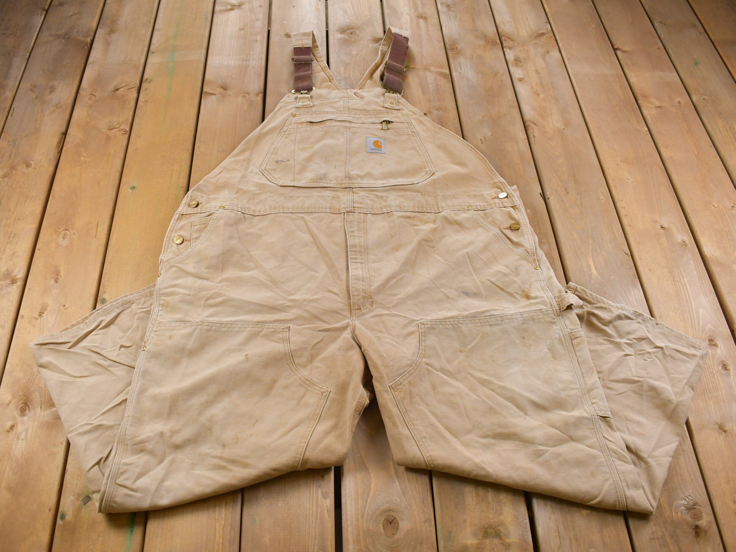 Vintage 1990s Carhartt Denim Jean Overalls Size 45 x 28