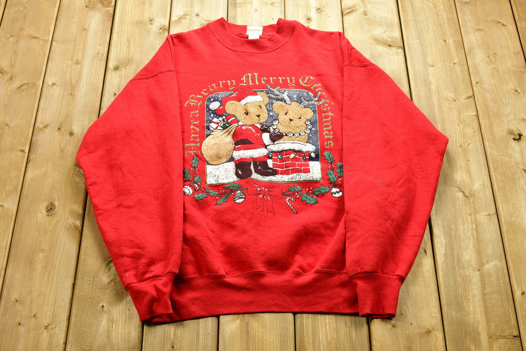 Vintage Christmas Crewneck , 90s Crewneck , Cute Teddy Bear Graphic , Animals , Vintage Sweatshirt , Hand Painted
