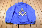 Vintage 1990s Auburn PHA Blue Snap Button Patchwork Windbreaker Jacket