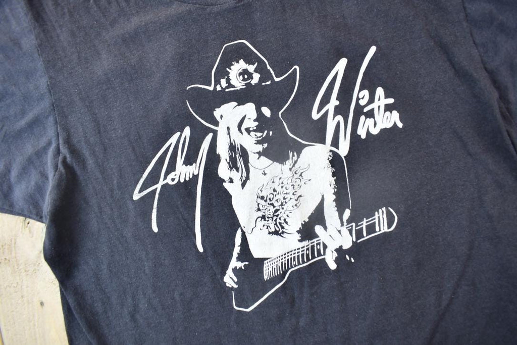 Vintage 1986 Johnny Winter Serious Business Tour Graphic T-shirt