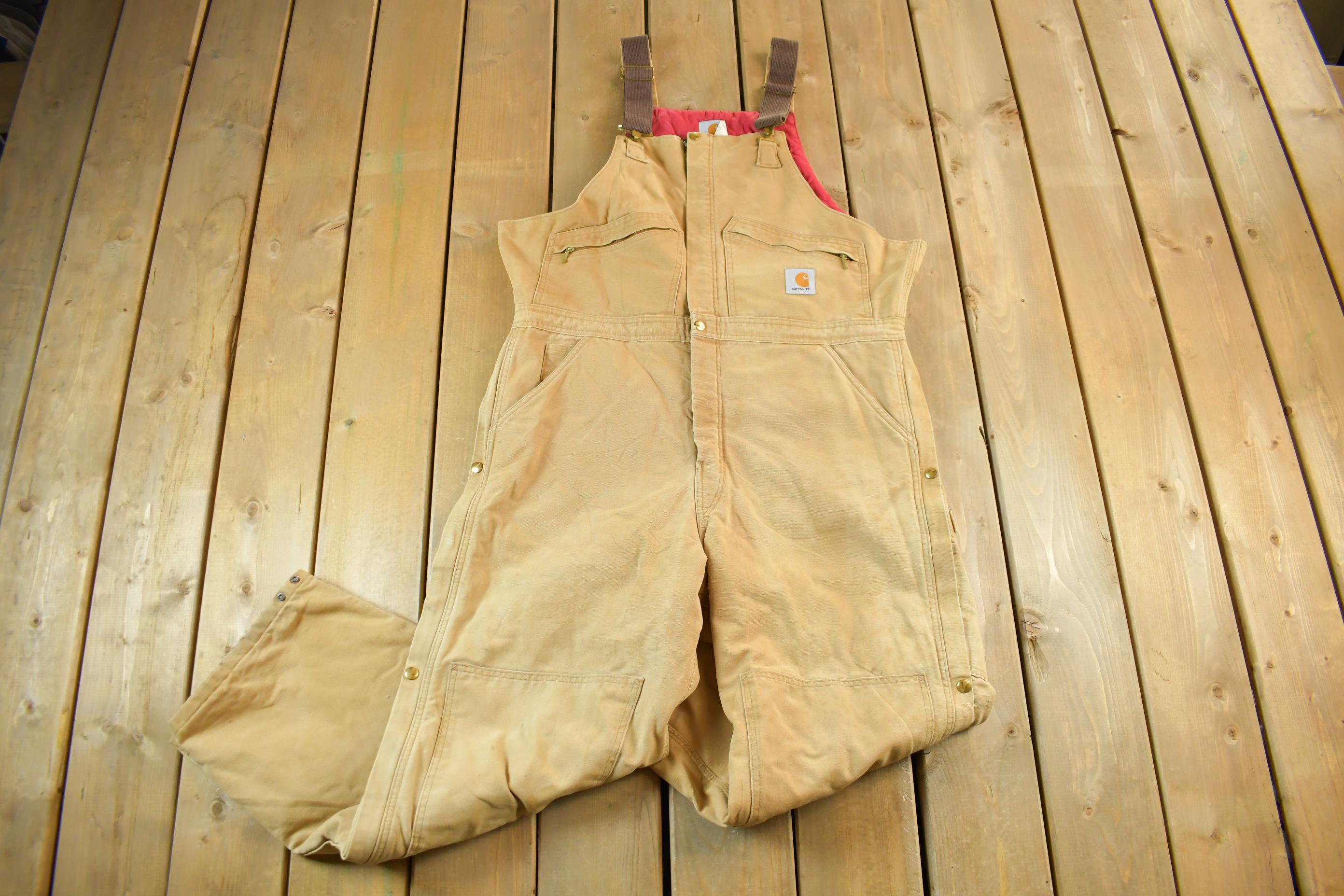 Vintage 1990s Carhartt Double Knee Canvas Overalls Size 46x29
