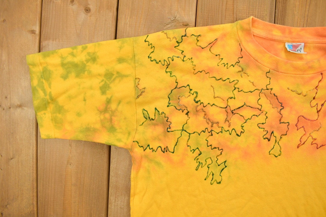 Vintage 1990s Super T's Yellow Tie Dye T-shirt