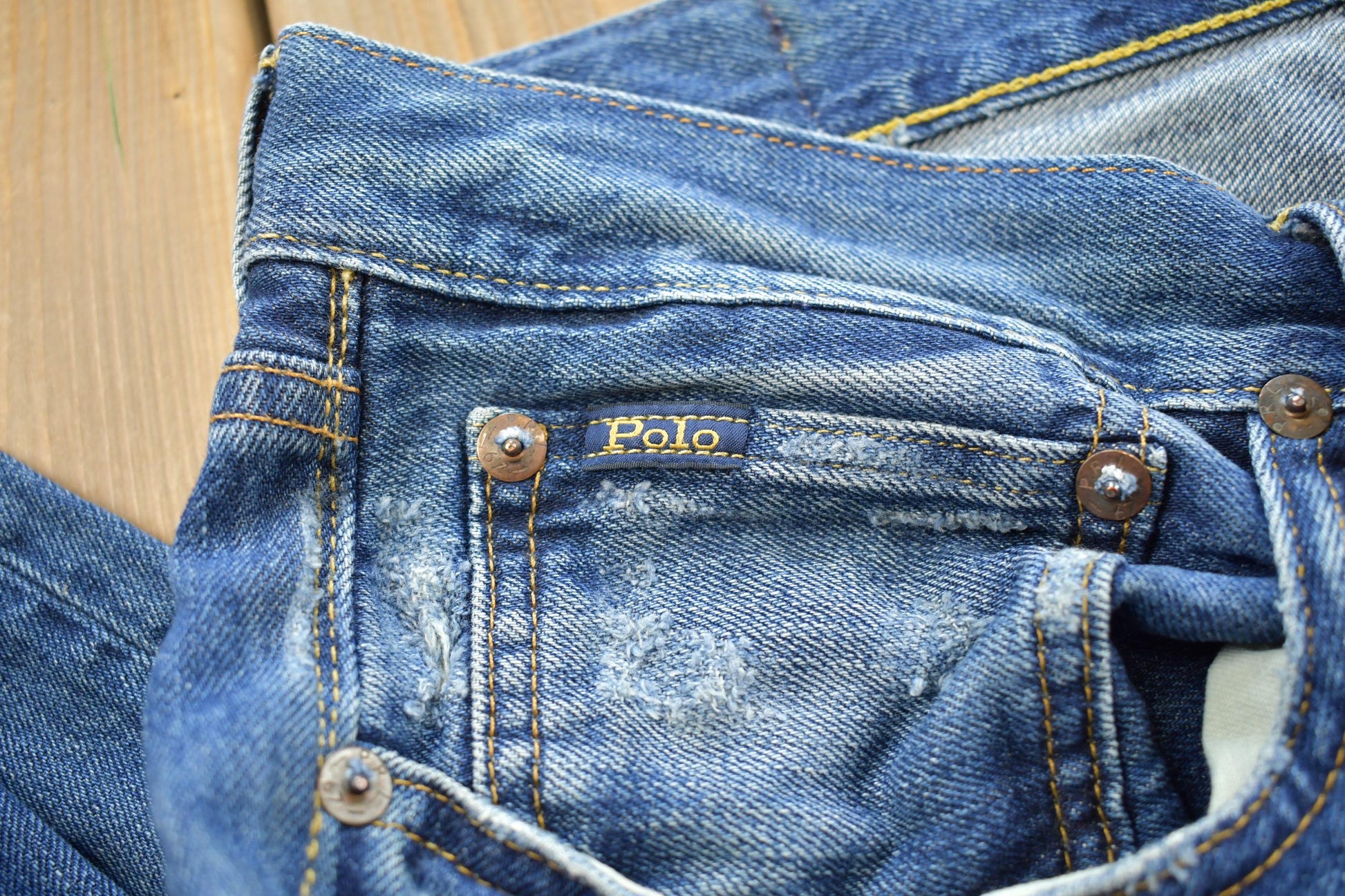 Vintage 2000s Ralph Lauren Polo Distressed Black Jeans 32x32