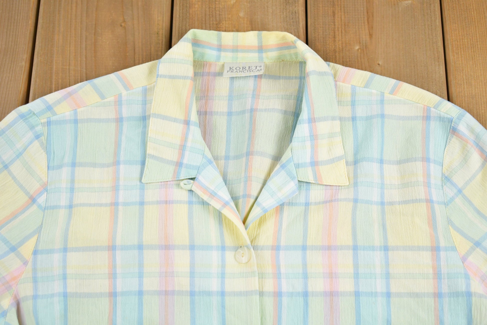 Vintage 1990s Koret Francisca Plaid Button Up Short Sleeve Shirt