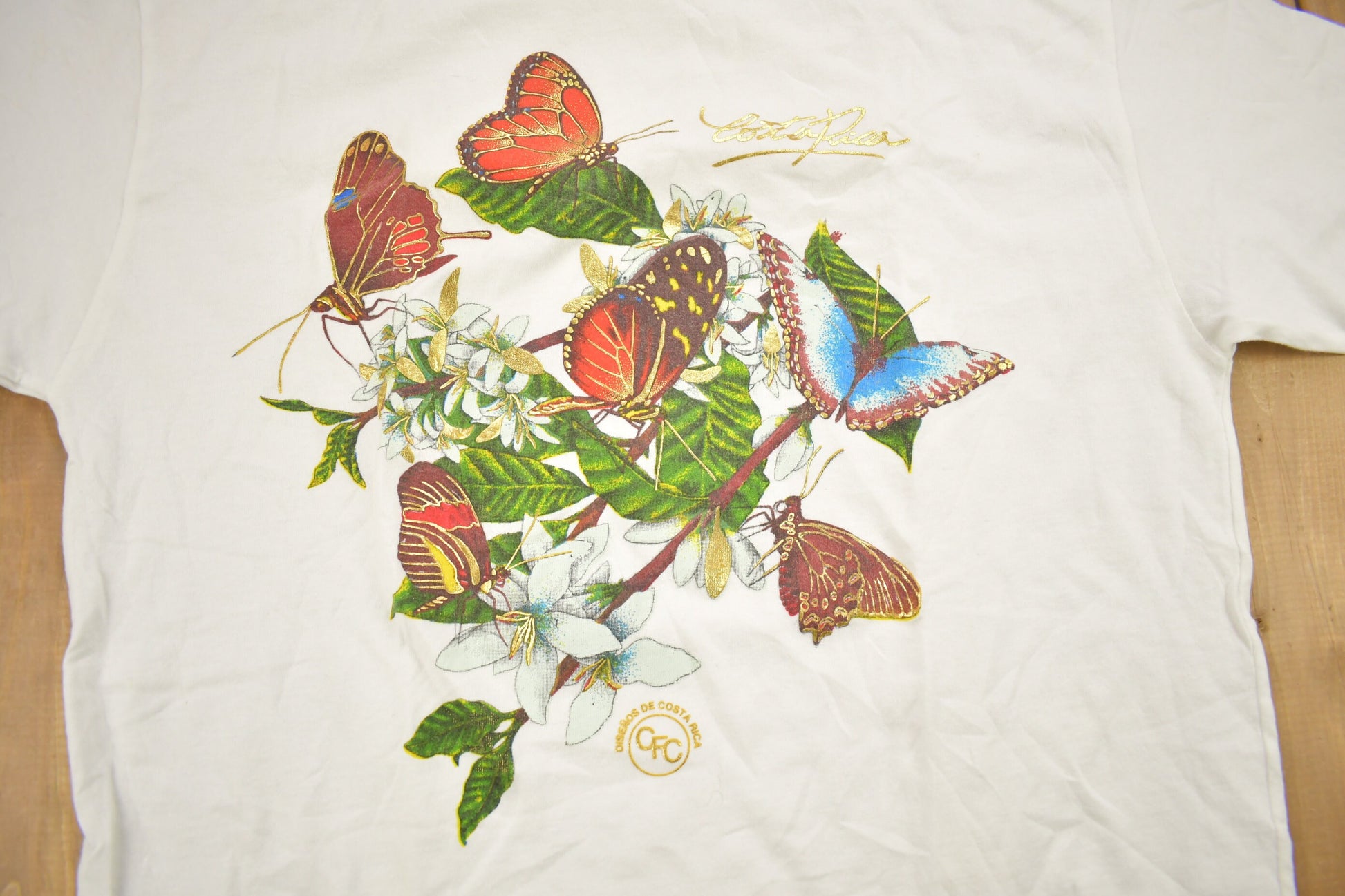 Vintage 1990s Butterfly Theme Costa Rica Souvenir T Shirt / Streetwear / Vacation Tee / Travel T Shirt