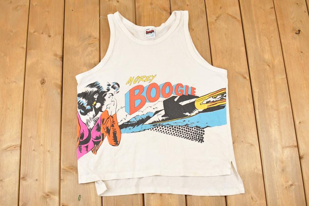 Vintage 1980s Morey Boogie Souvenir Cartoon Tank Top Men's L