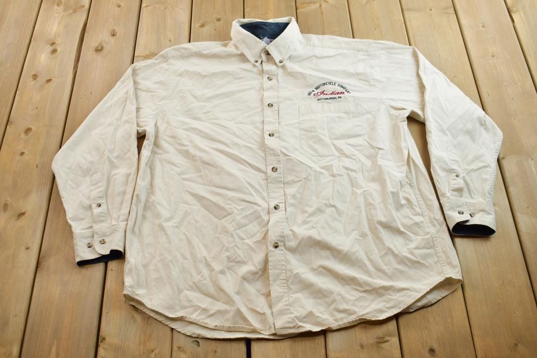 Vintage 1990s Indian Motorcycle Company Pittsburgh Button Up Shirt