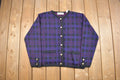 Vintage 1990s Karen Scott Plaid Knitted Cardigan Sweater