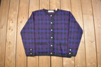 Vintage 1990s Karen Scott Plaid Knitted Cardigan Sweater