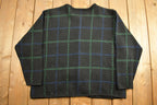 Vintage 1990s Tally Ho Knit Plaid Cardigan Sweater
