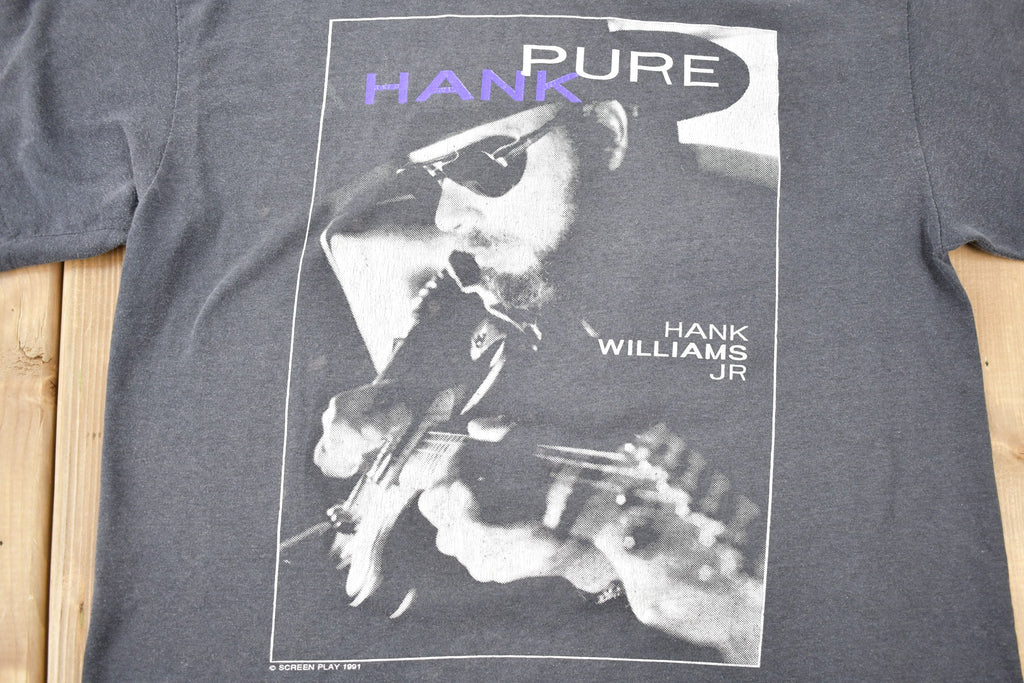 Vintage 1991 Hank Williams Jr Fan Club Pure Hank Tour Graphic T-Shirt