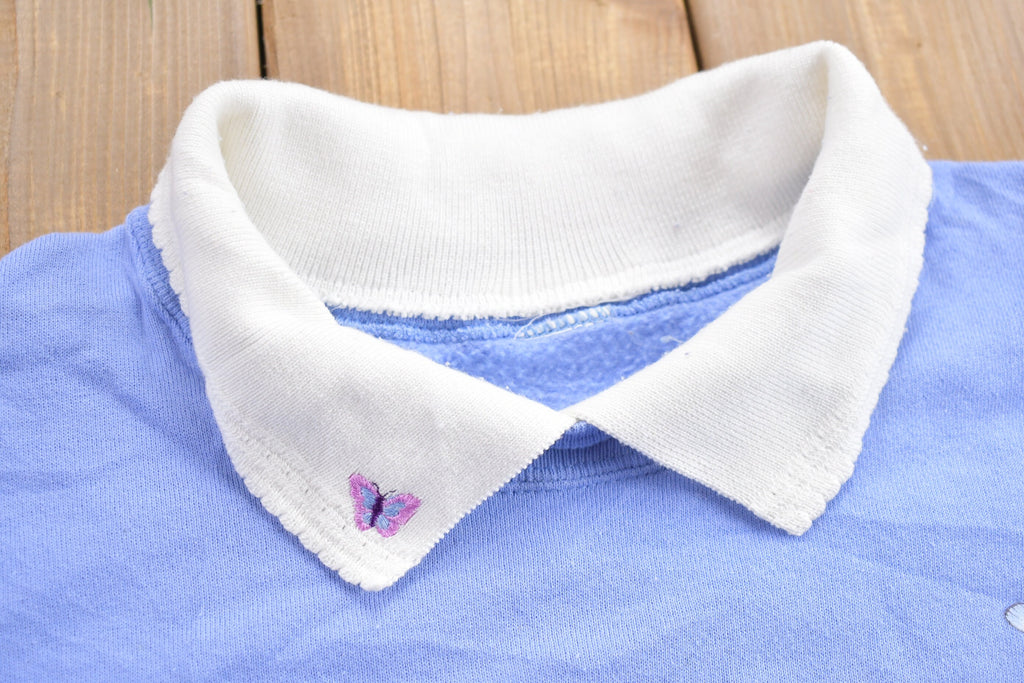 Vintage 1990s Morning Sun Butterfly Theme Collared Sweater