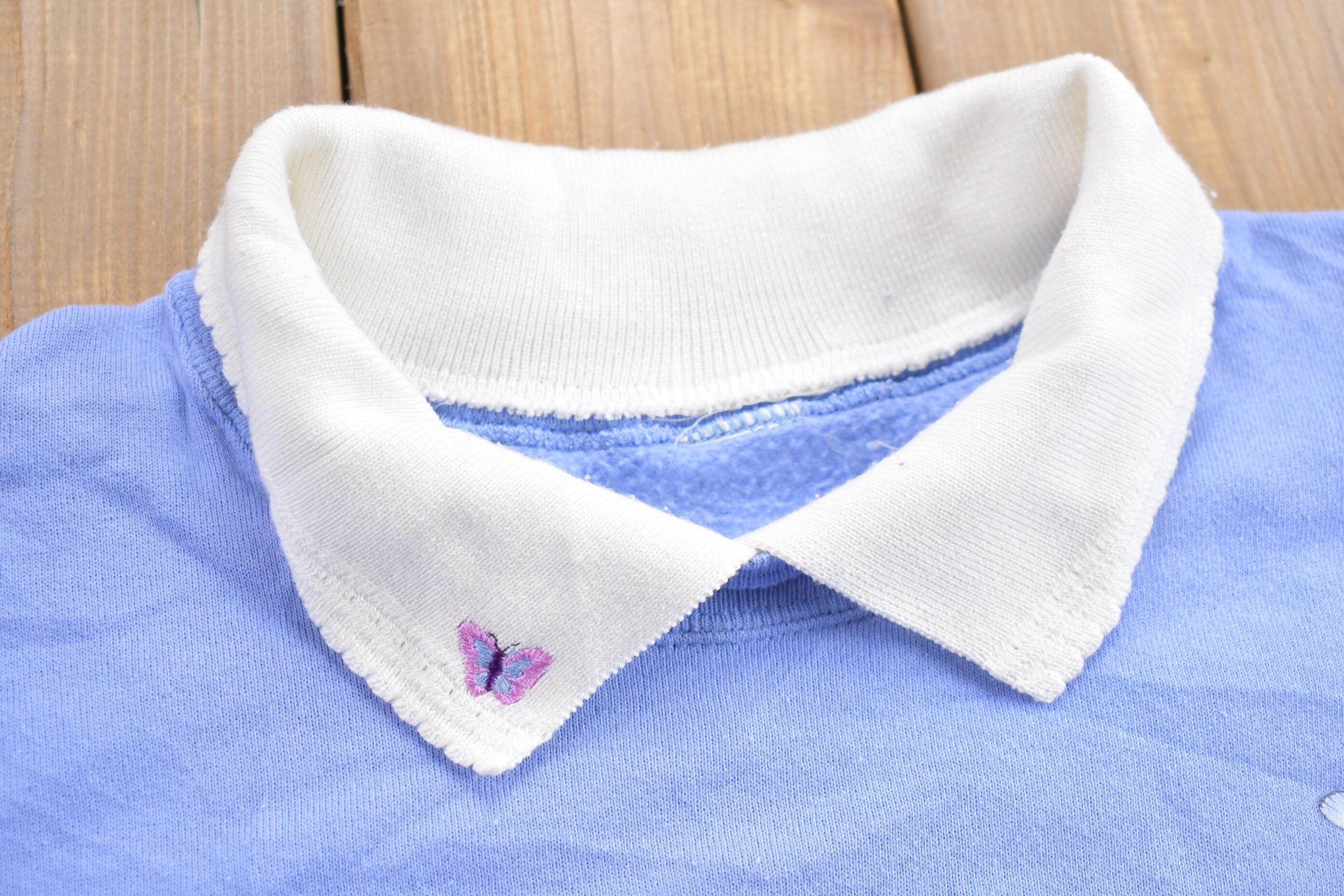 Vintage 1990s Morning Sun Butterfly Theme Collared Sweater