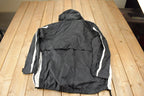 Vintage 1990s Black Nike Mini Swoosh Hooded Windbreaker Jacket Size XXL