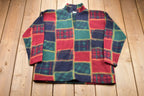 Vintage 1990s Shenanigans Checkered Quarter Zip Fleece Sweater