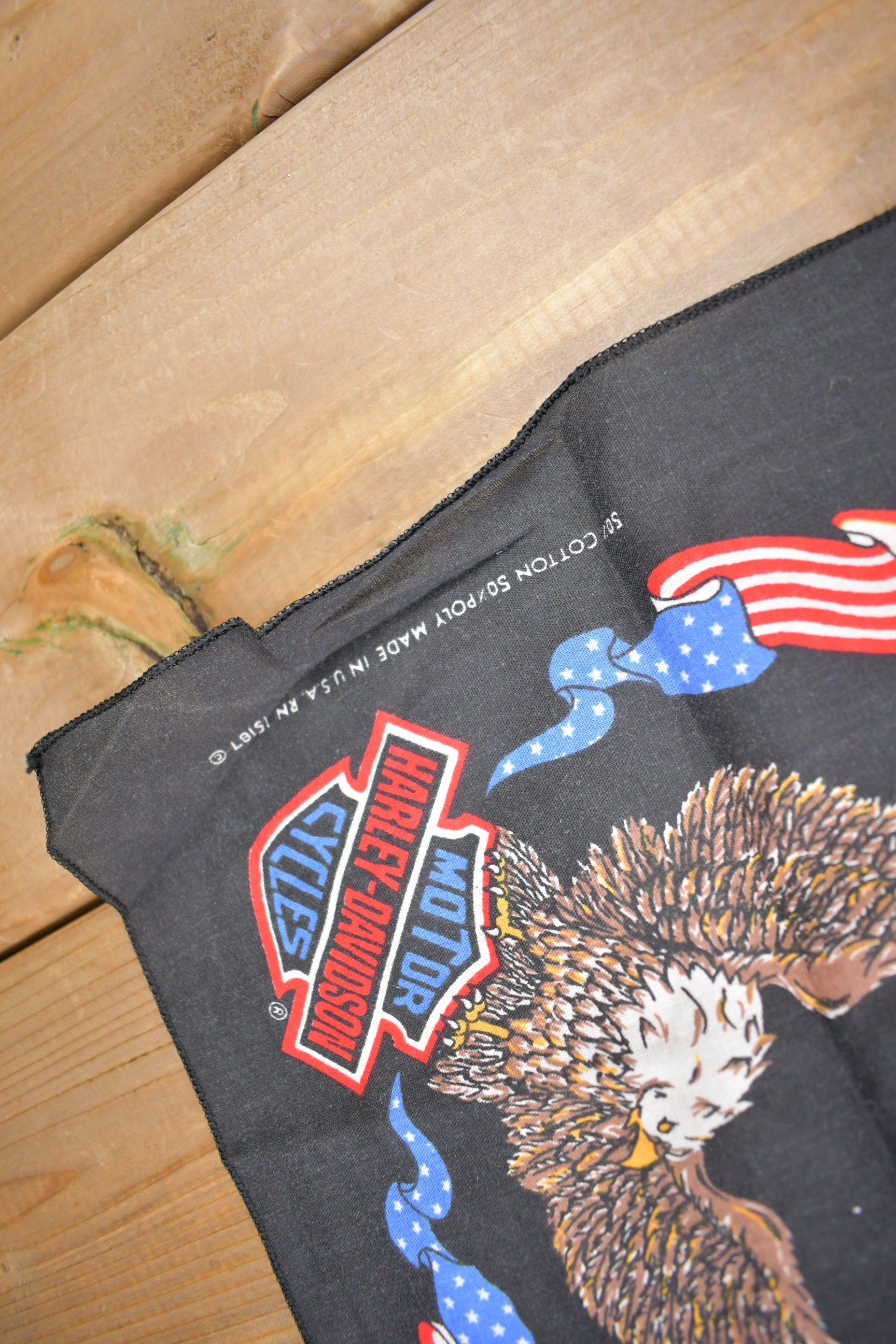 Vintage 1990s Harley Davidson American Bald Eagle Bandana