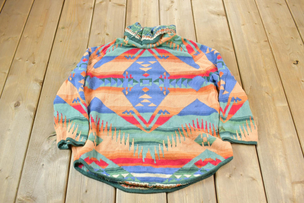 Vintage Y2K Chaps Aztec Pattern Knit Turtleneck Sweater Size M