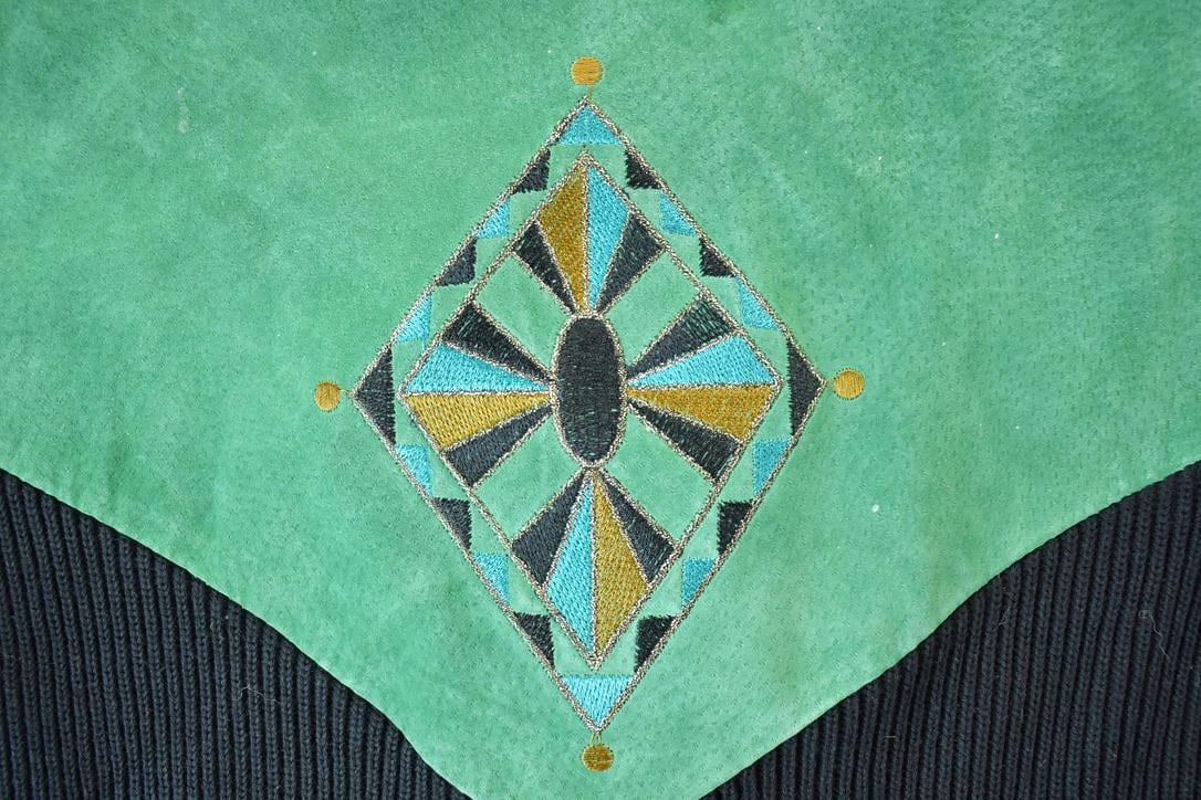 Vintage 1990s Bob Mackie Leather Knit Zip Up Vest