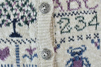 Vintage 1990s Premier Knitwear School Theme Button Up Cable Knit Sweater