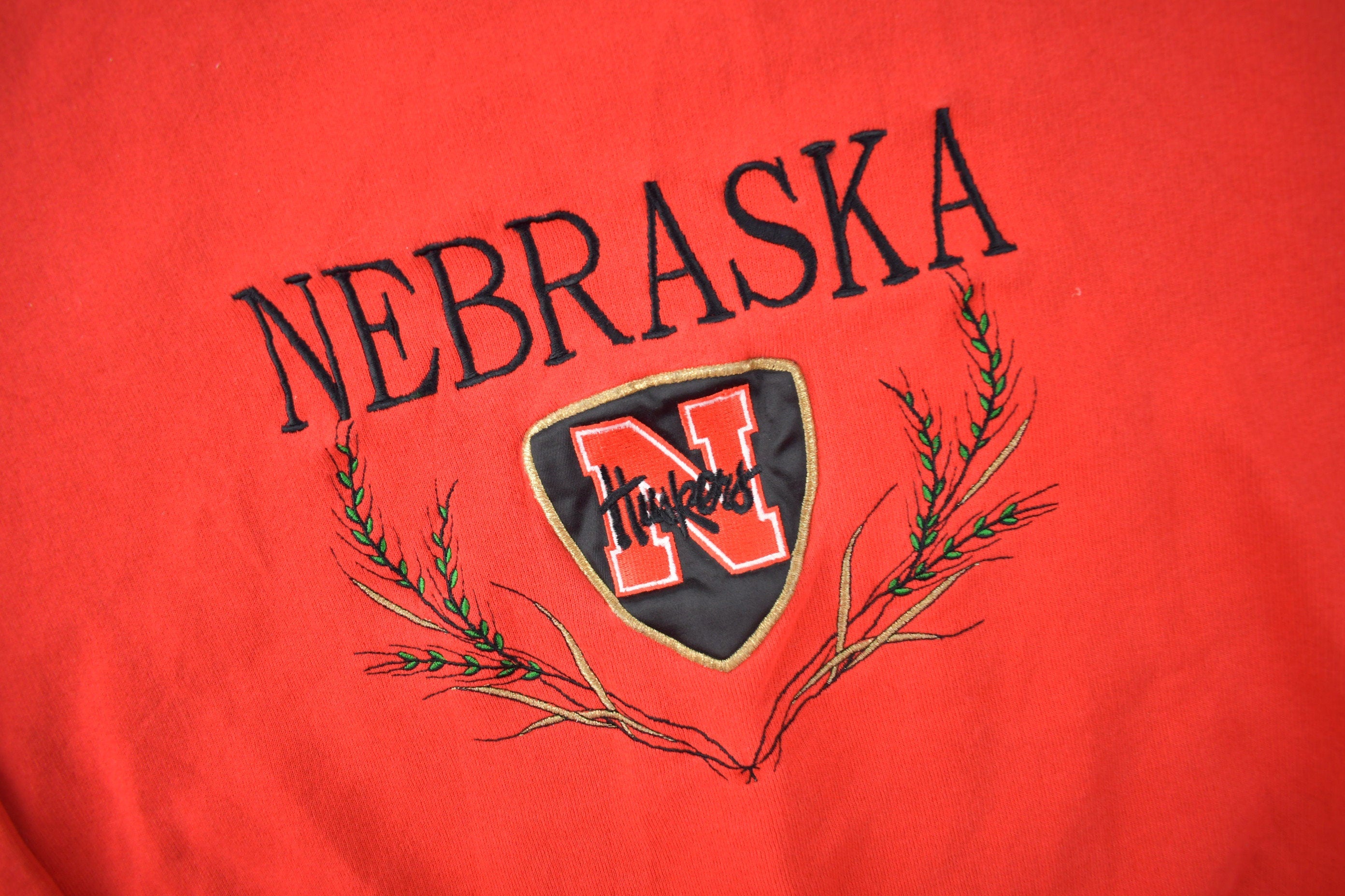 Vintage 1990s University Of Nebraska Huskers Embroidered Collegiate Crewneck Made In USA