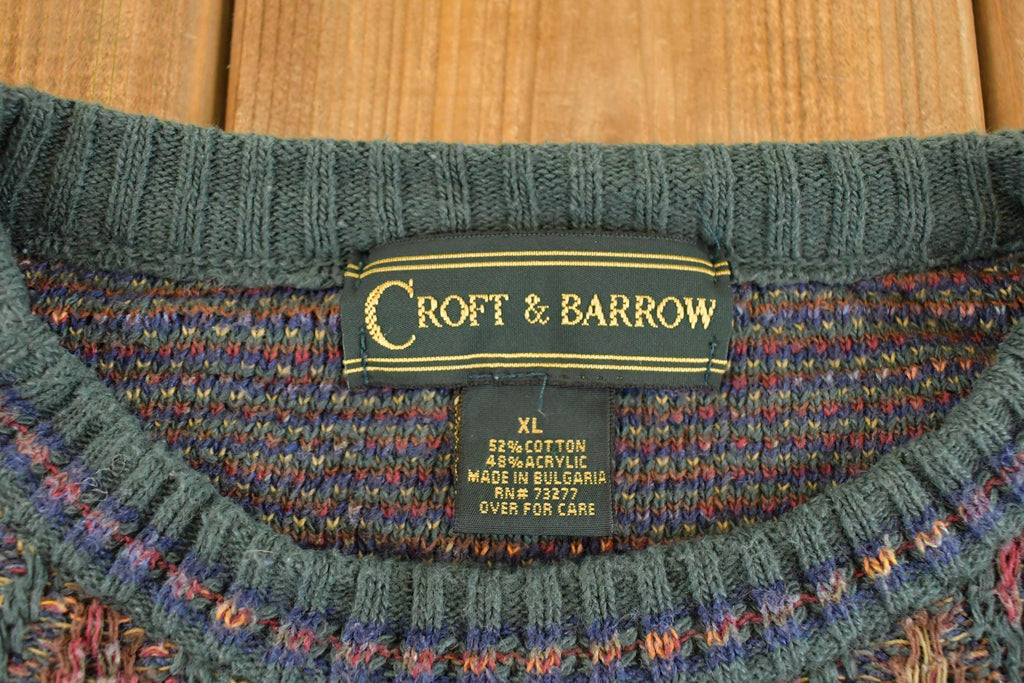 Vintage 1990s Croft And Barrow Knit Crewneck Sweater Mens XL /