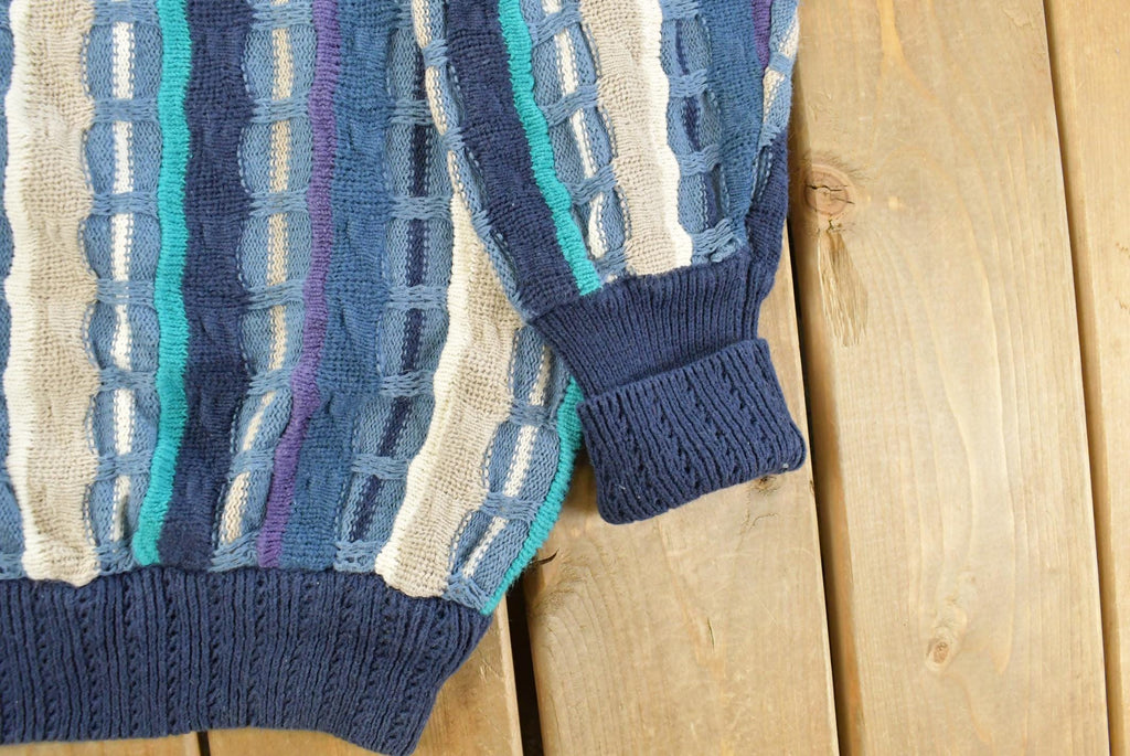Vintage 1990s Cotton Traders 3D Cable Knit Crewneck Sweater Men's XL /