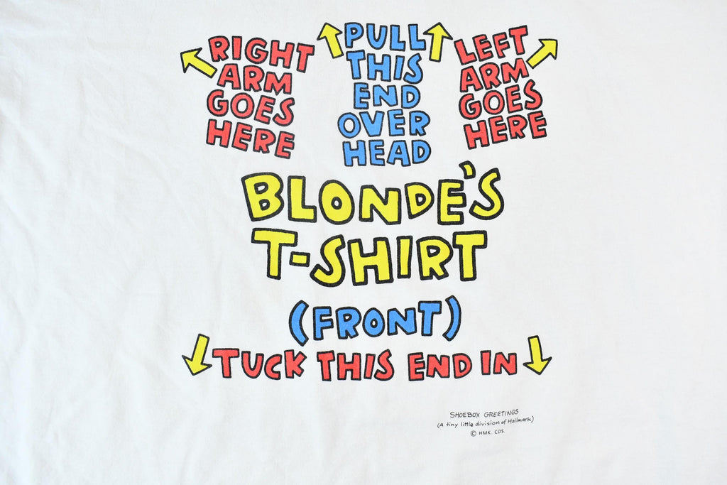 Vintage Early 1990s Hallmark Shoebox Greetings Blonde's T-Shirt Instructions Funny Graphic T-Shirt