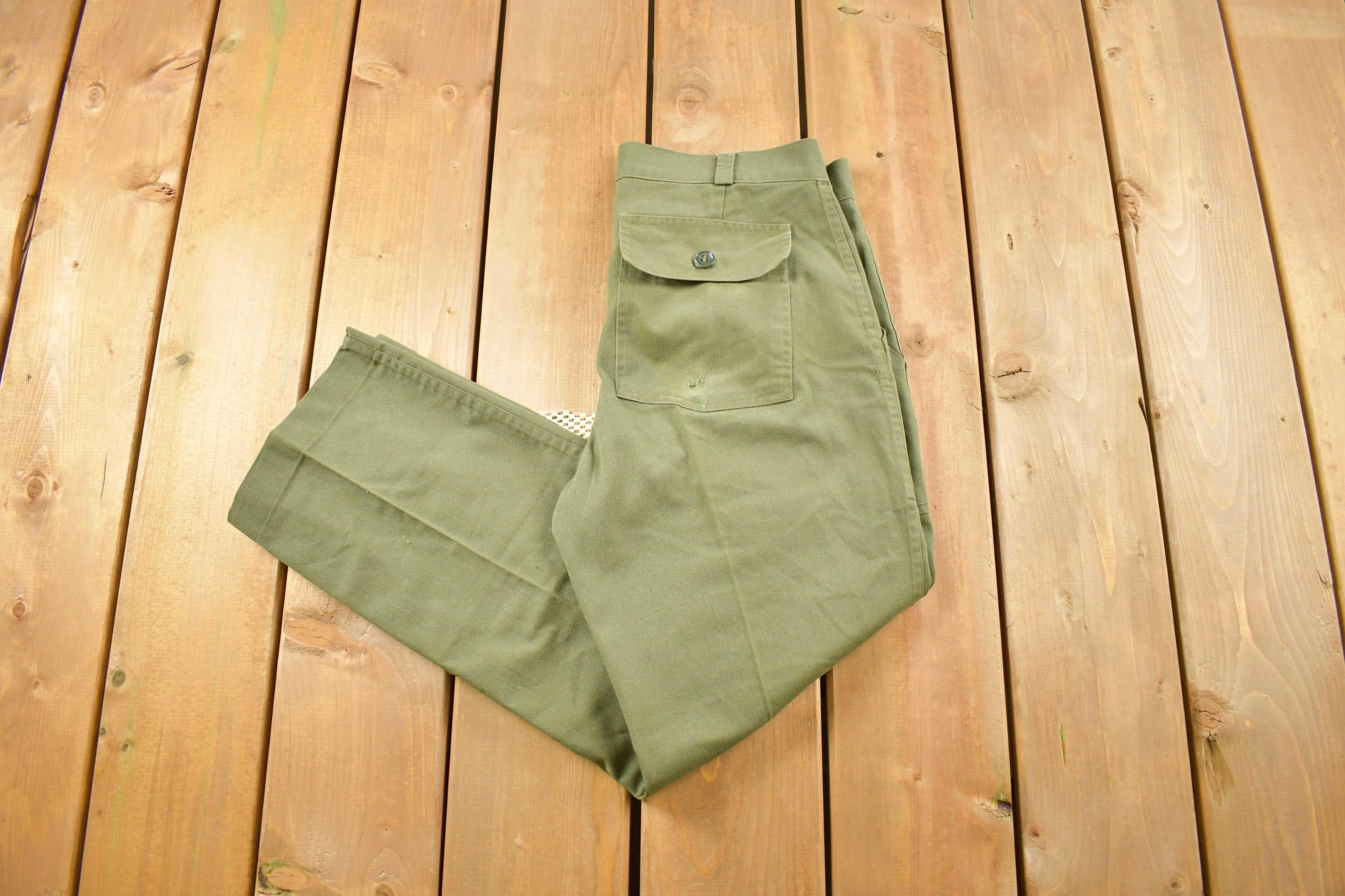 Vintage 1970S Military OG 107 Green Khaki Pants