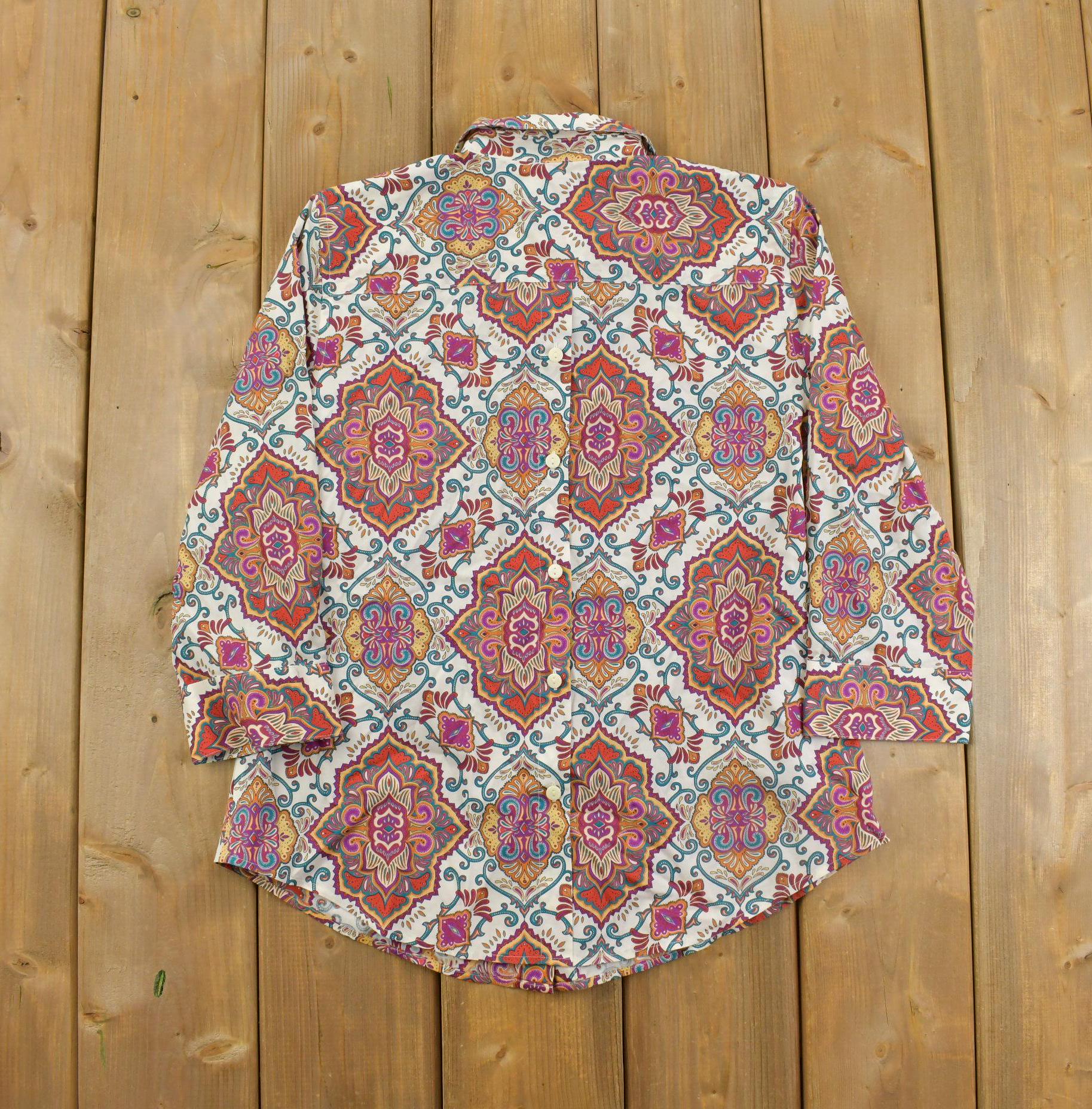 Vintage 1990s Chico's Women's Medallion Blouse