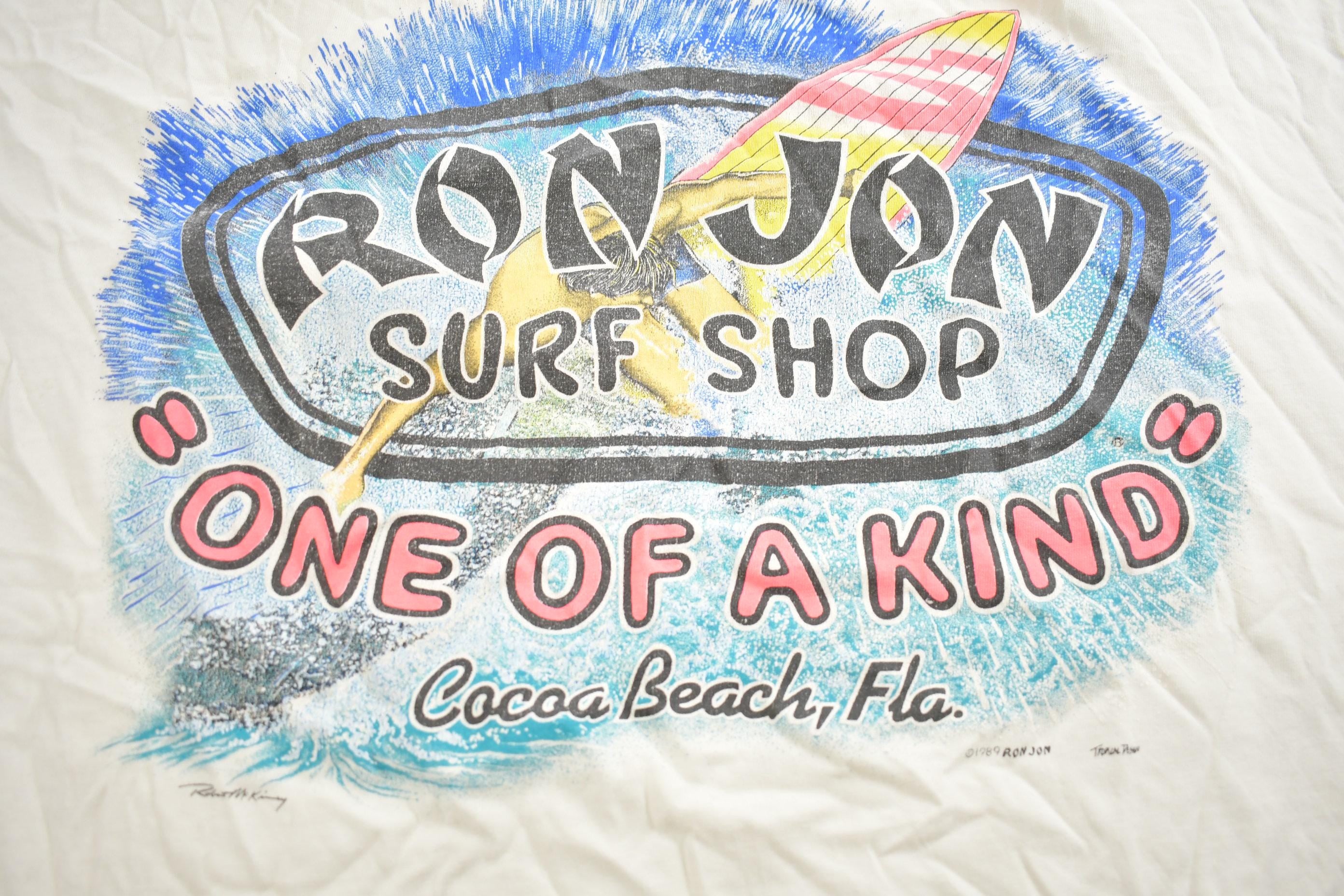 Vintage 1989 Ron Jon Surf Shop Cocoa Beach Graphic T Shirt Made In USA