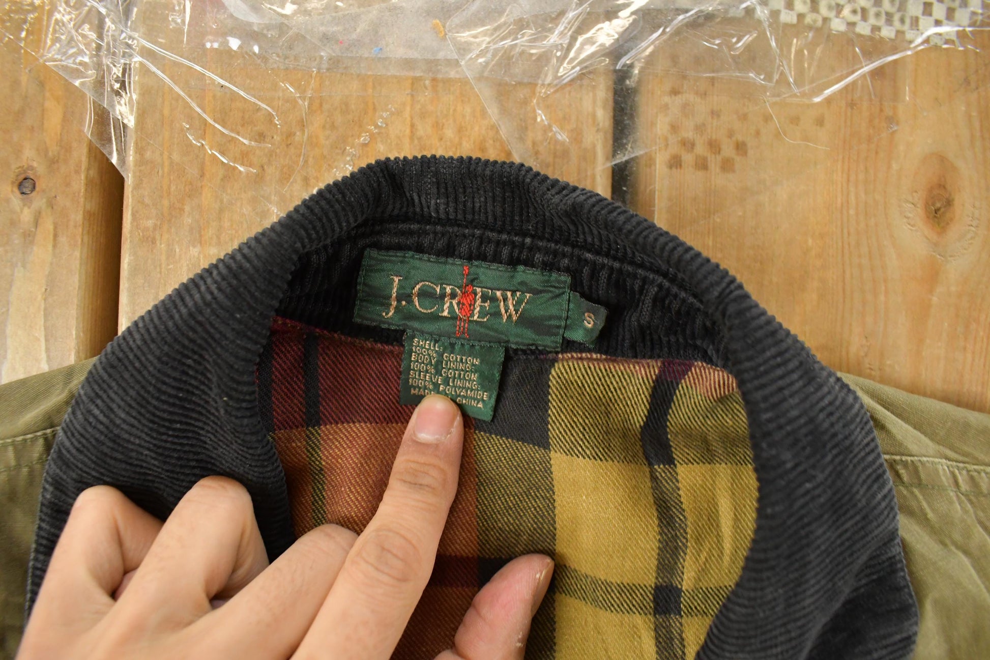 Vintage 1990s J. Crew Plaid Lined Chore Coat Men's Small