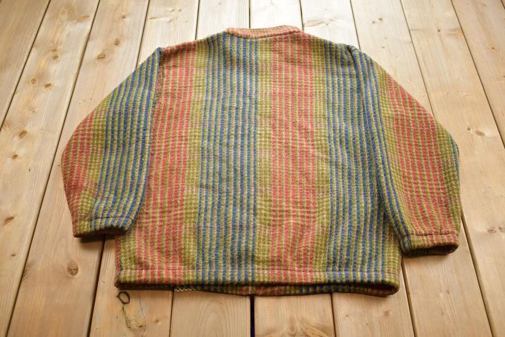 Vintage 1990s Bizzit Collection Striped Cozy Zip Up Long Sleeve Sweater
