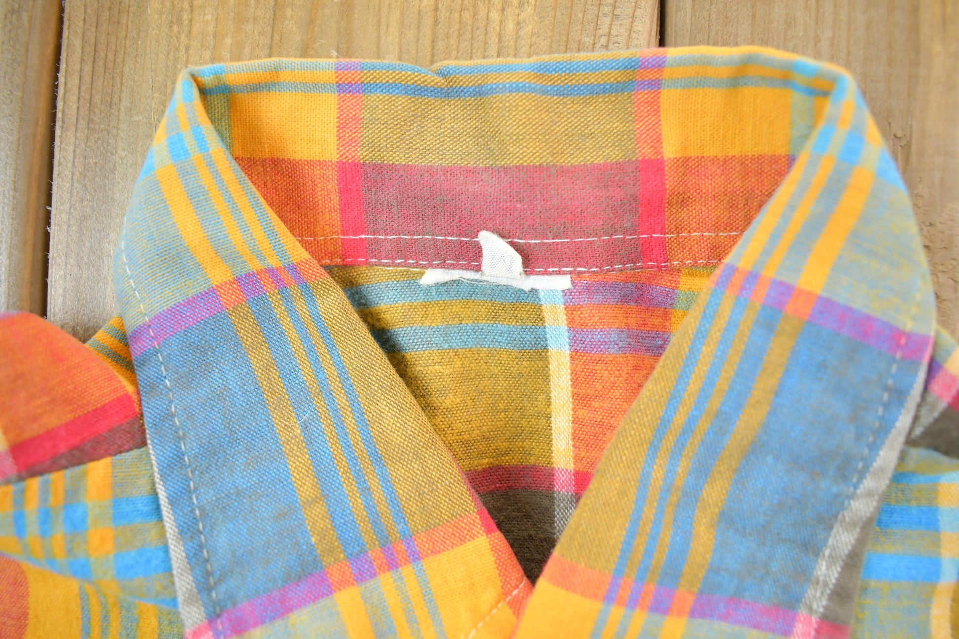 Vintage 1970s Technicolor Plaid Button Up