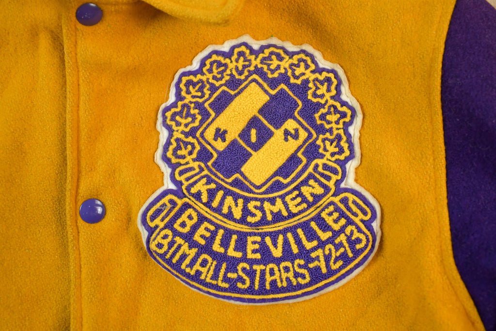 Vintage 1990s Don Bell Sports Award Jackets Kinsmen Bellville Wool Varsity Hockey Jacket Made In USA