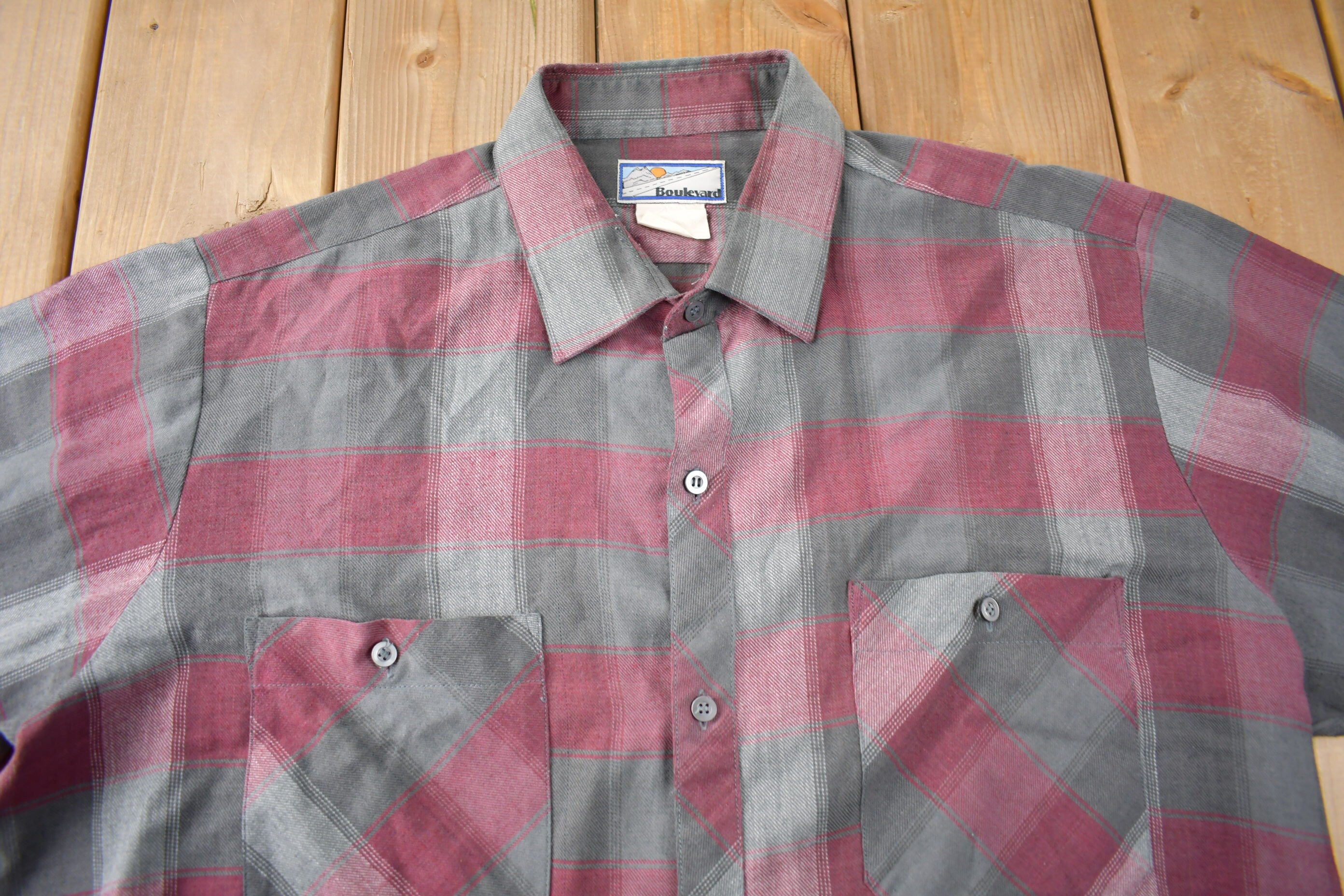 Vintage 1990s Boulevard Plaid Button Up Flannel Shirt Size XXL