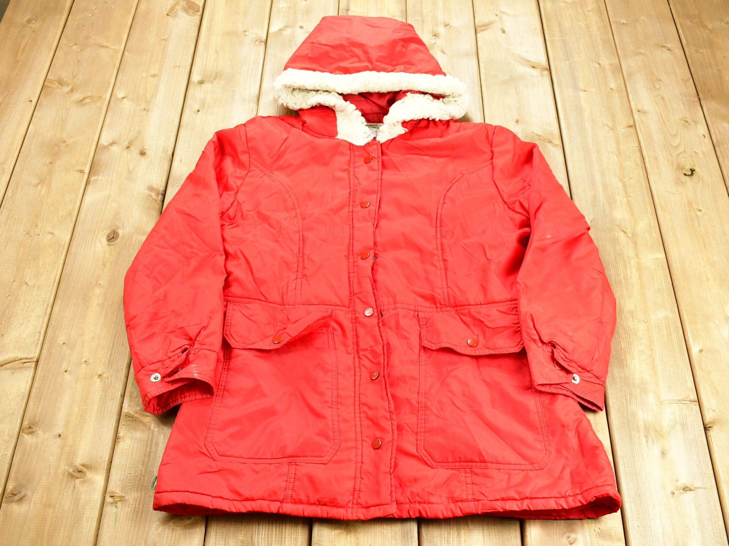Vintage 1980s MG Full Length Red Windbreaker Jacket